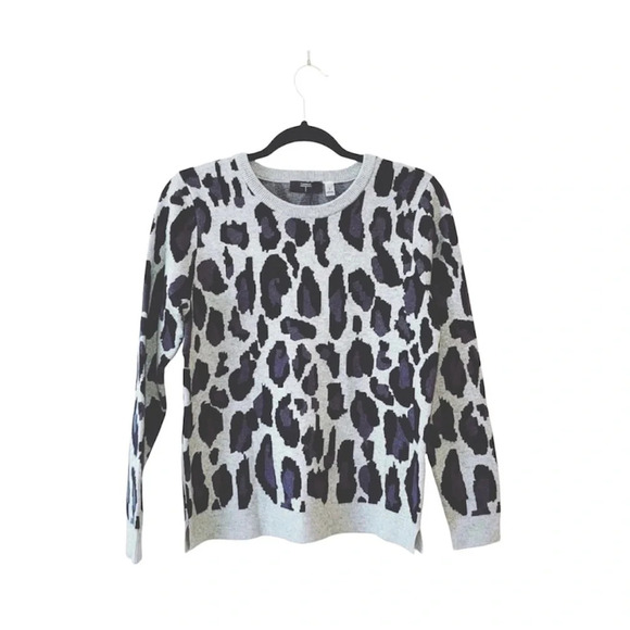 Tahari NWT Black & Gray Leopard Print Fitted Pullover Knit Sweater Small Women’s - Picture 1 of 12